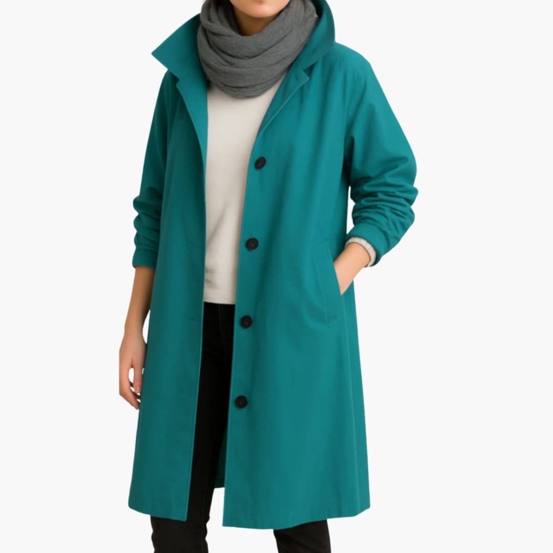 Trench femme avec capuche et fermeture à boutons
