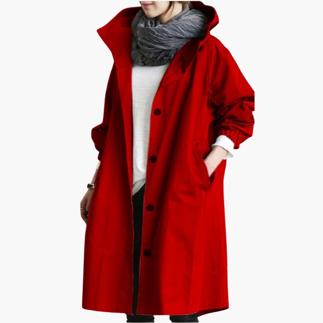 Trench femme avec capuche et fermeture à boutons