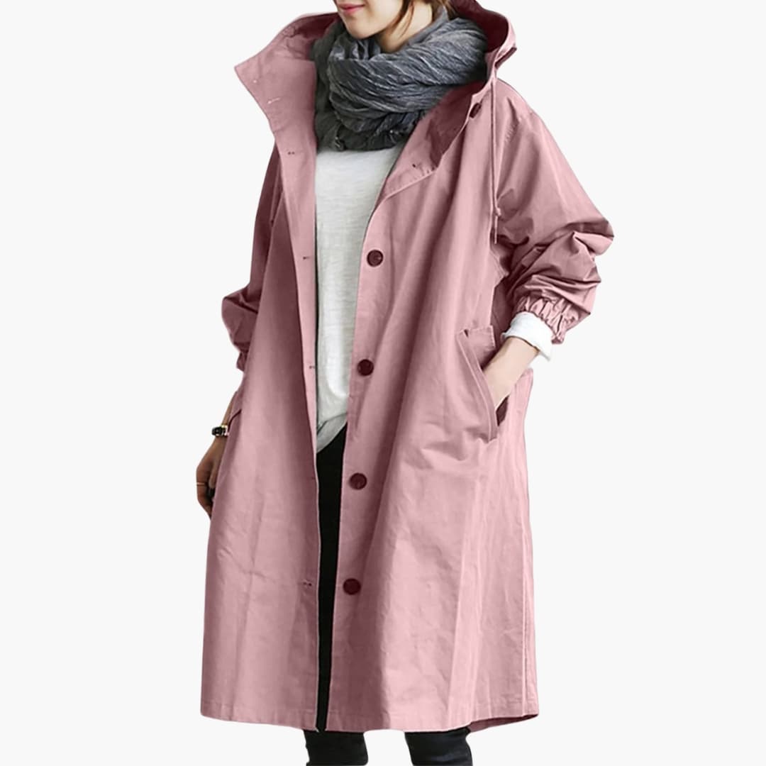 Trench femme avec capuche et fermeture à boutons