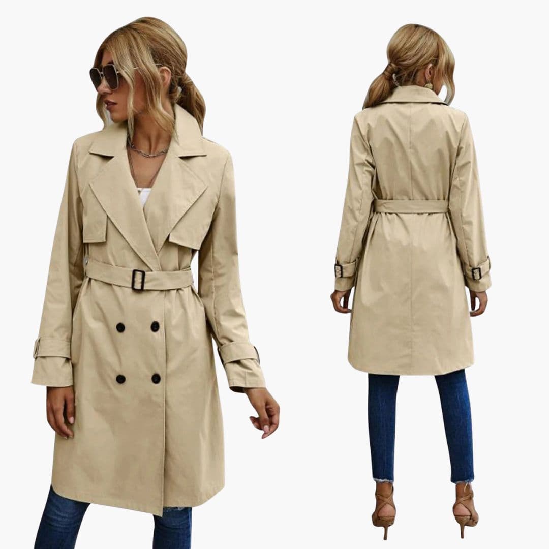 Trench femme avec col à revers et ceinture à la taille