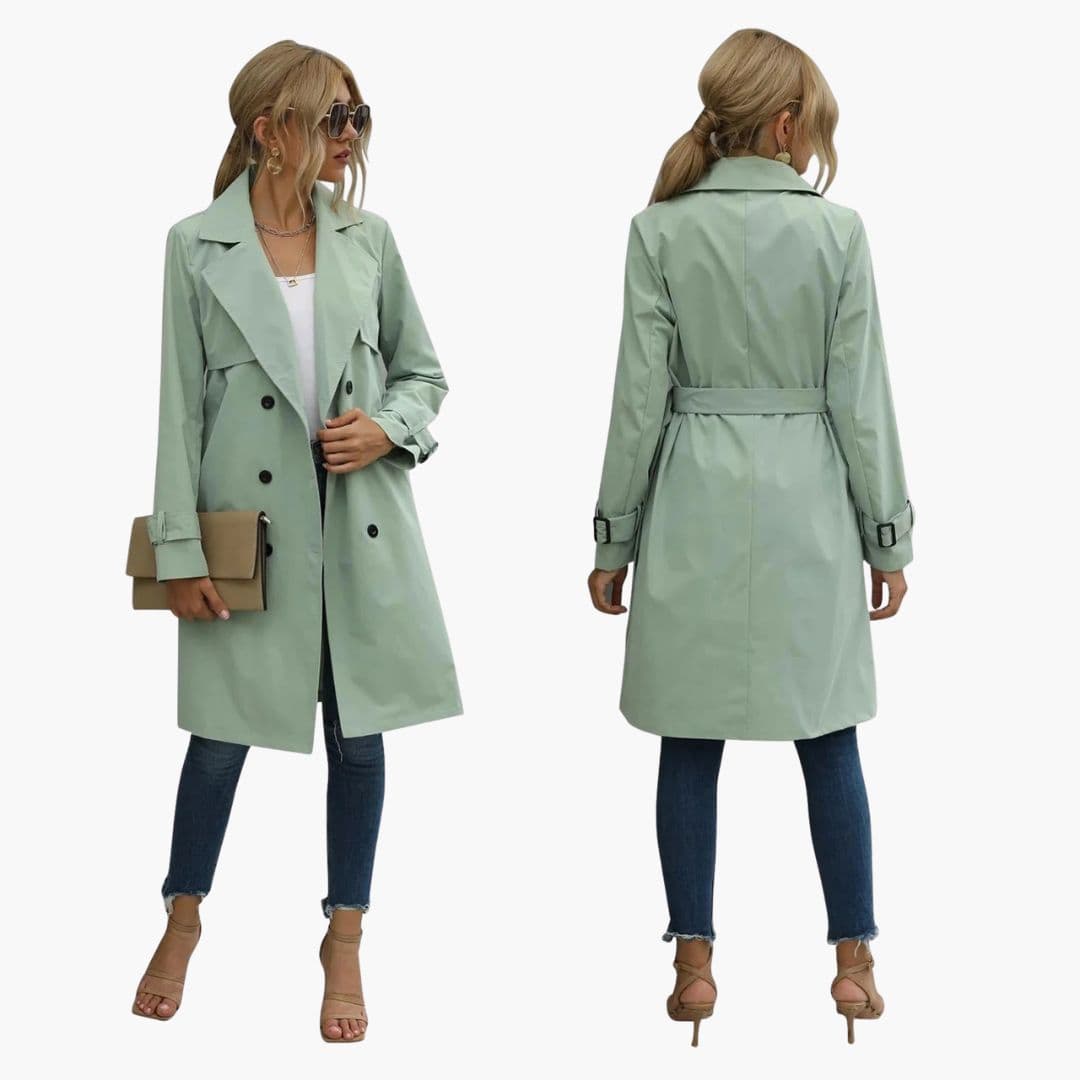 Trench femme avec col à revers et ceinture à la taille