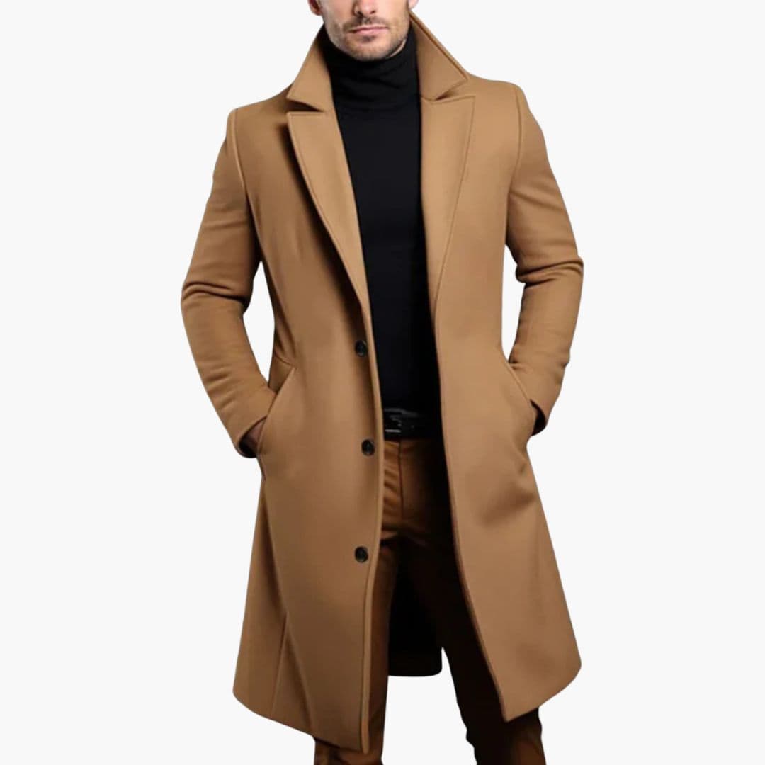 Trench homme long avec col à revers