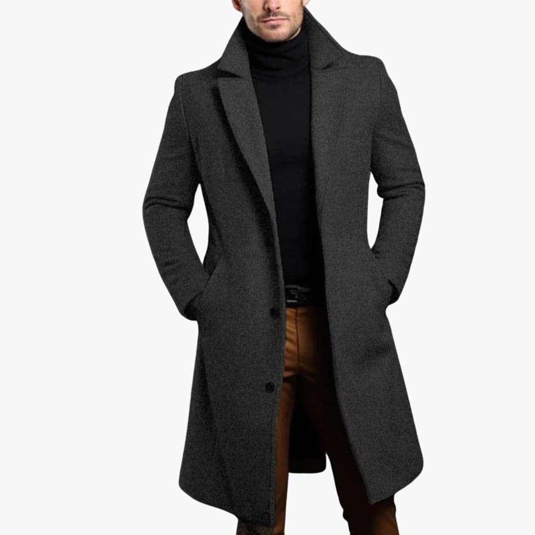Trench homme long avec col à revers