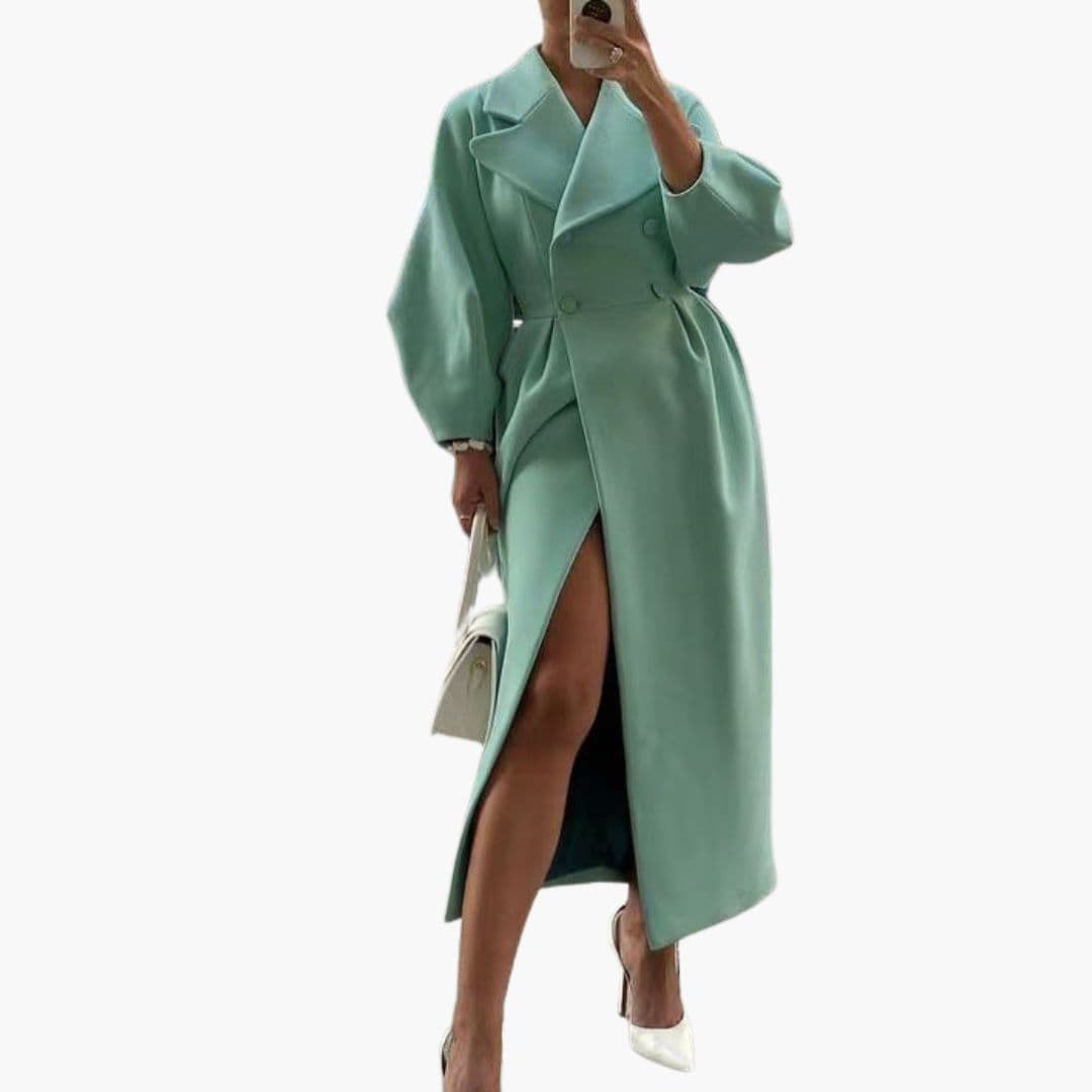 Trench long femme avec col à revers