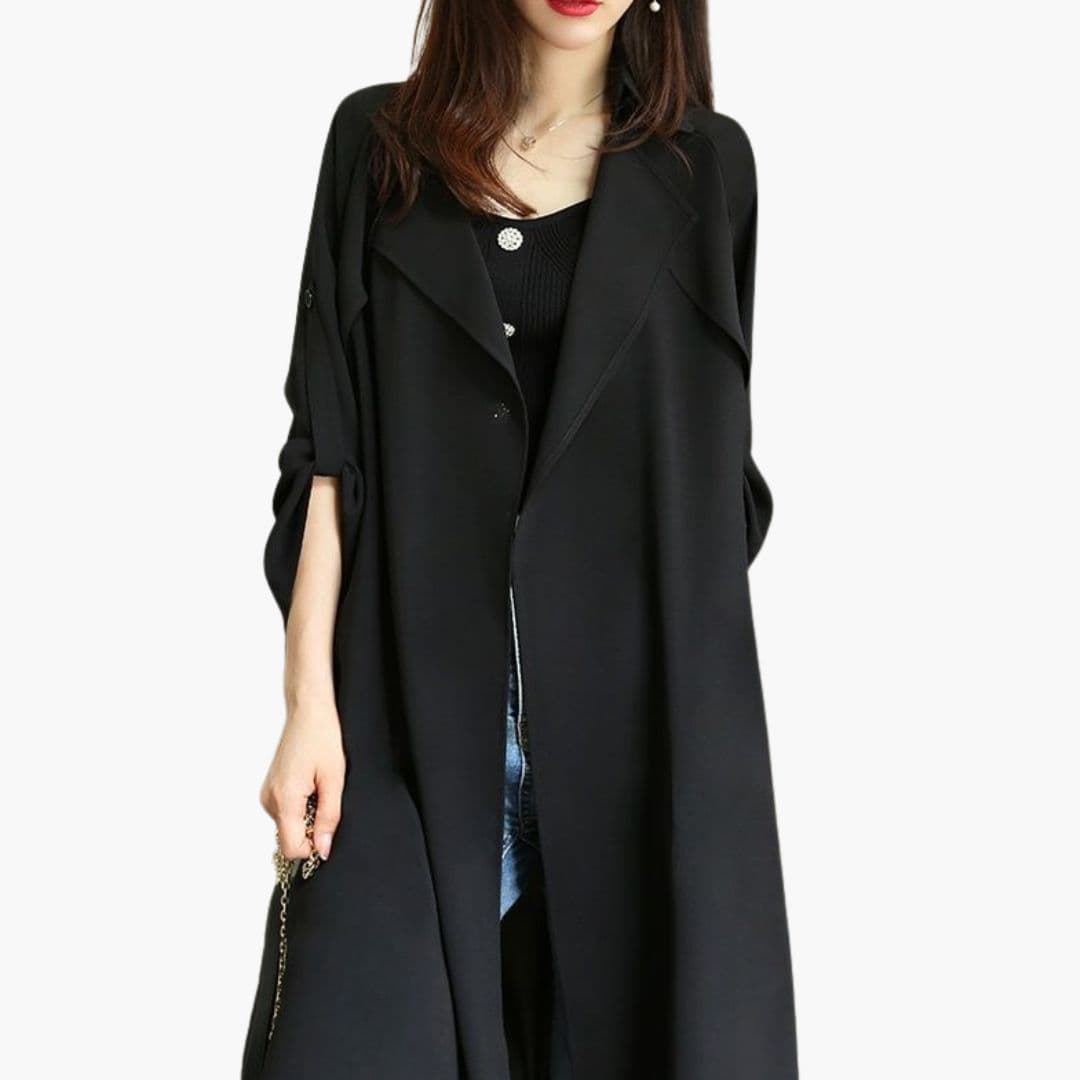 Trench long femme avec fermeture boutonnée