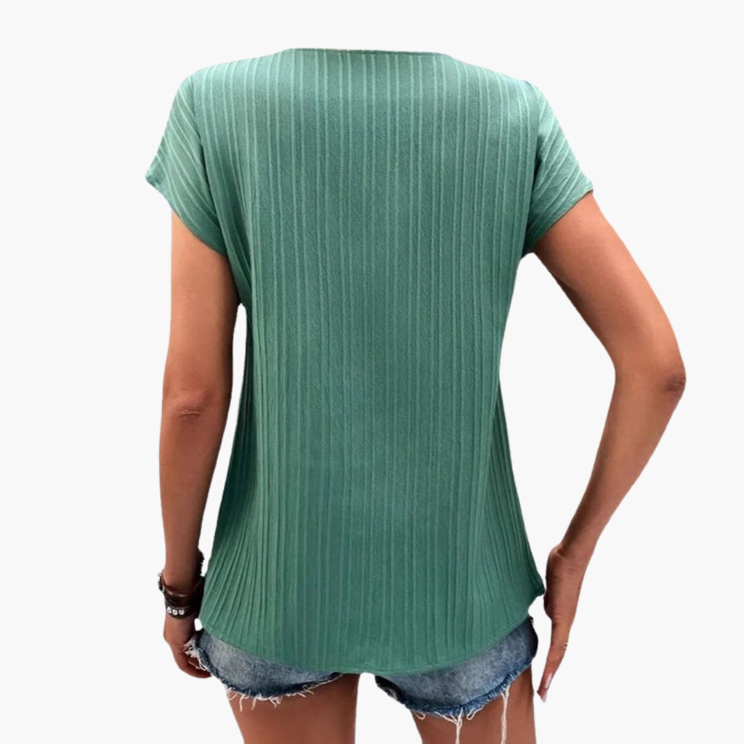 Women's Shirt with V-Neck and Buttoned Placket