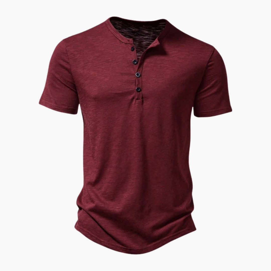 Men's Henley Shirt with Buttoned Placket