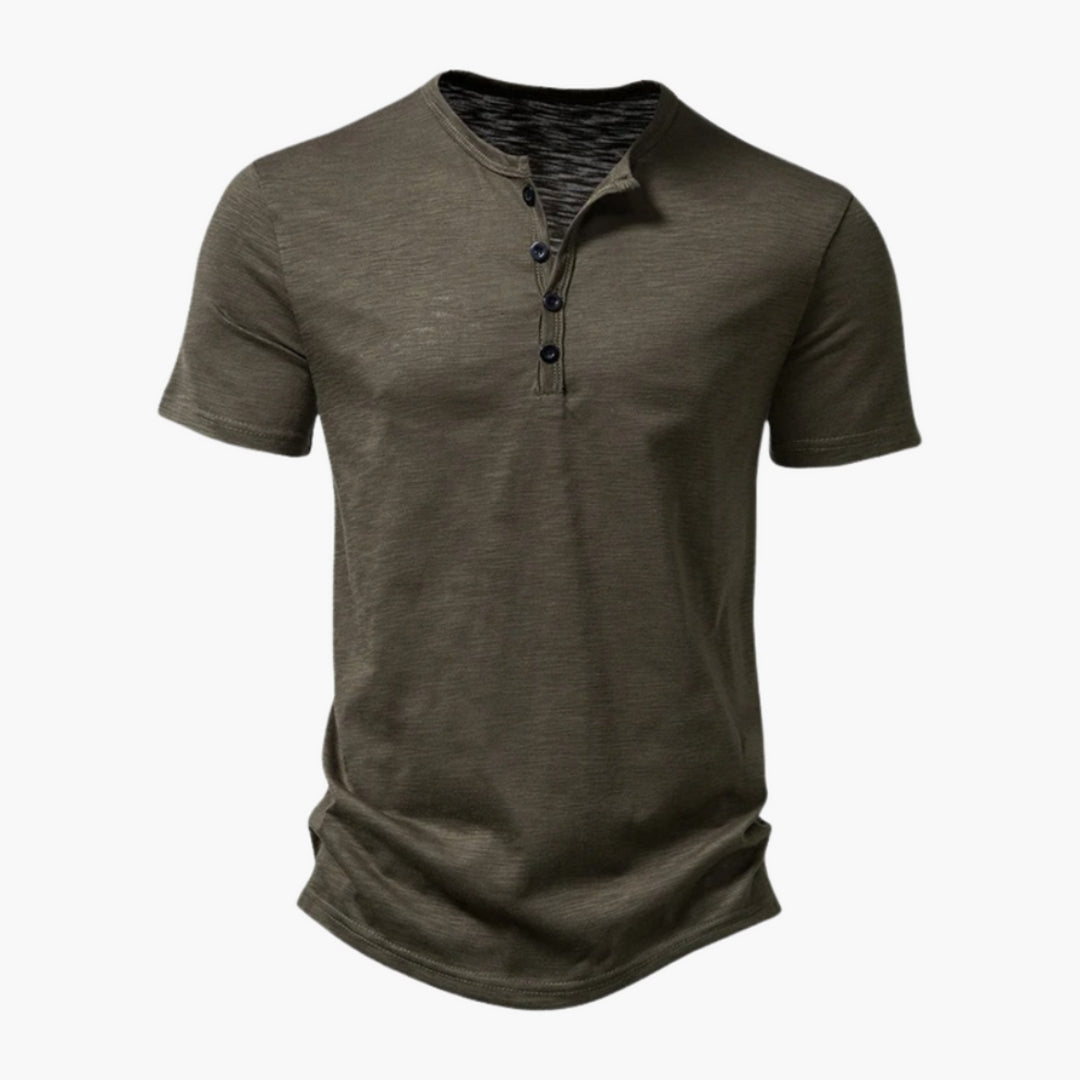 Men's Henley Shirt with Buttoned Placket