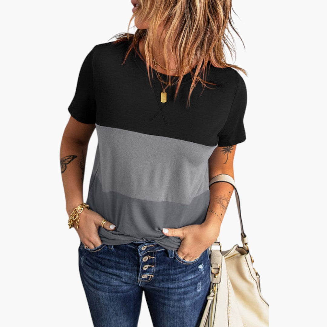 women's shirt with color block panels
