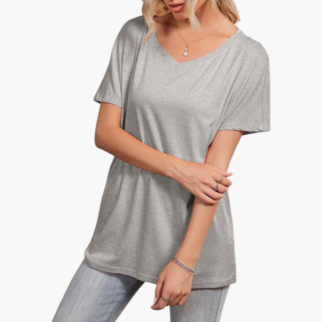 Maglietta donna oversize con scollo asimmetrico