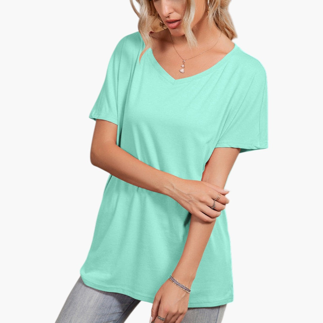 Maglietta donna oversize con scollo asimmetrico