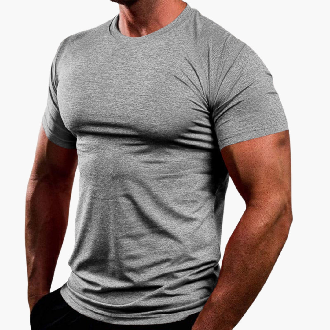 T-shirt homem com gola redonda e mangas curtas
