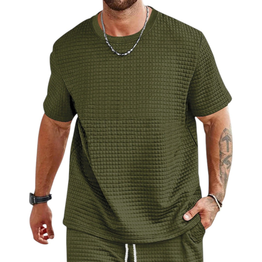 Camiseta para hombre con superficie texturizada y mangas cortas