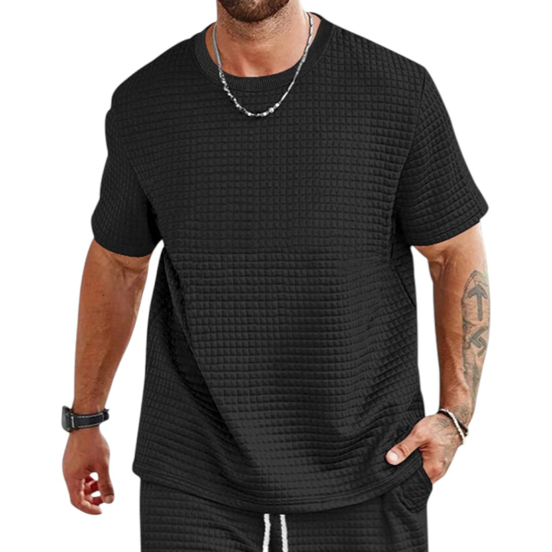 Camiseta para hombre con superficie texturizada y mangas cortas