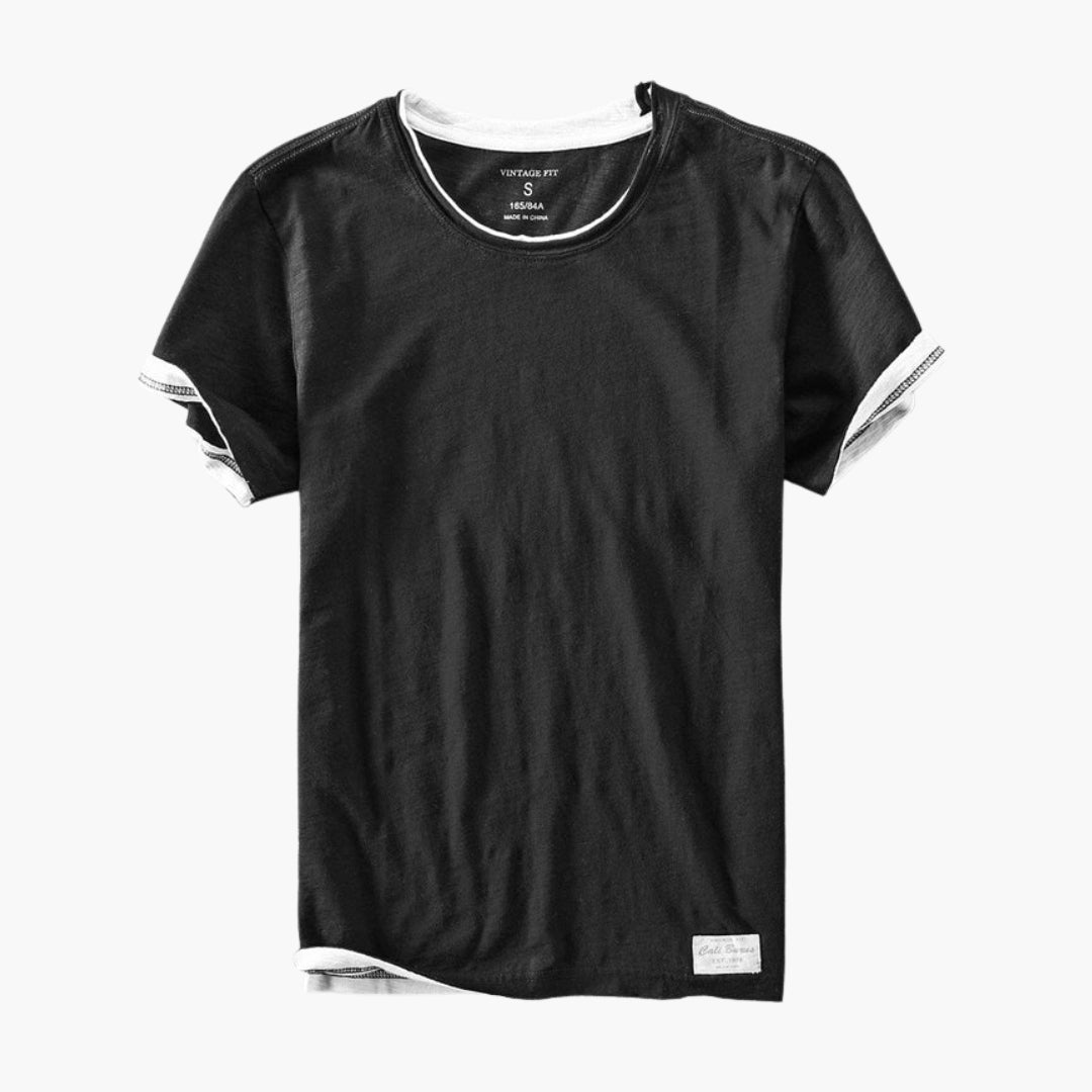 Camiseta hombre cuello redondo mangas cortas con dobladillo recto
