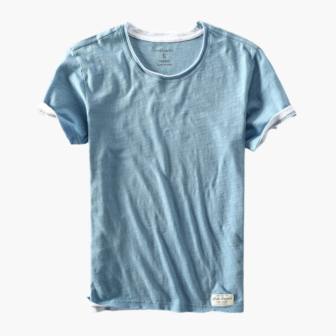 Camiseta hombre cuello redondo mangas cortas con dobladillo recto
