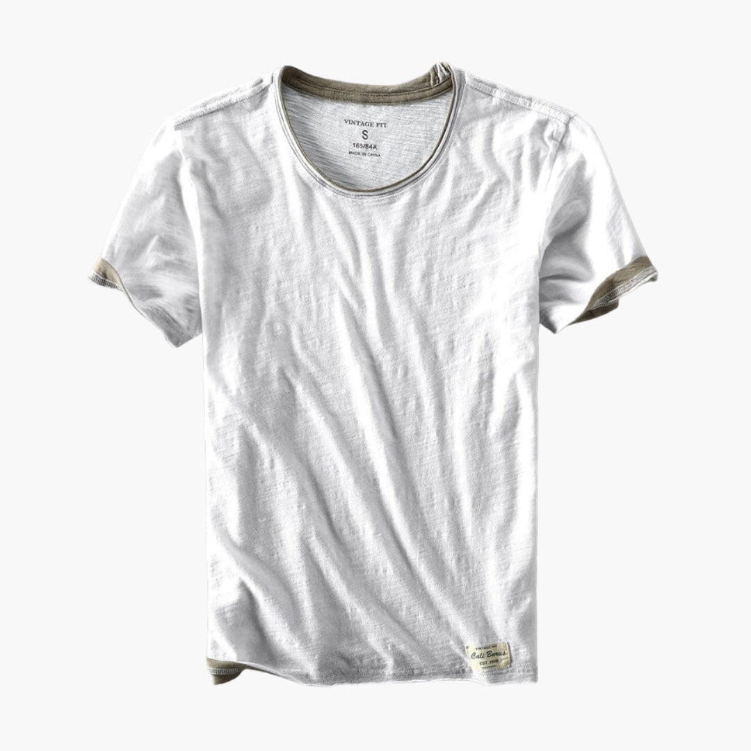 Camiseta hombre cuello redondo mangas cortas con dobladillo recto