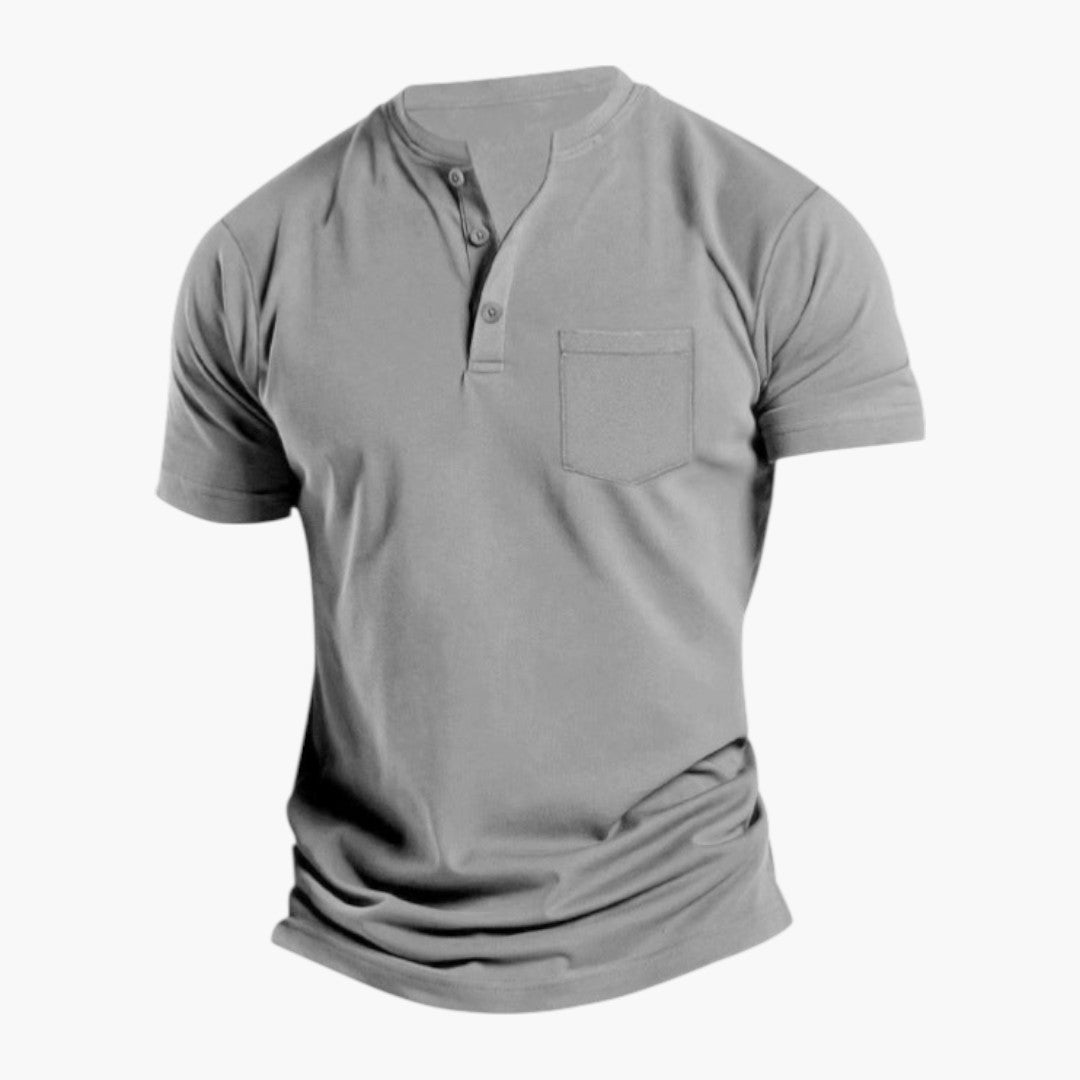 Maglietta da uomo stile Henley con tasca sul petto