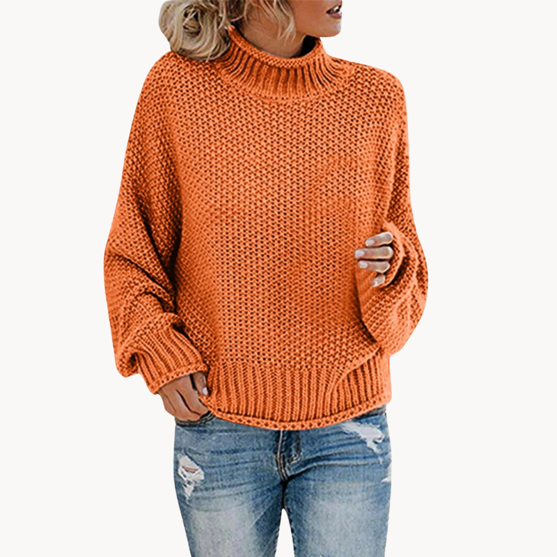 Pull Femme Col Montant En Maille Douce | Haut Élégant Pour L’Automne Et L’Hiver