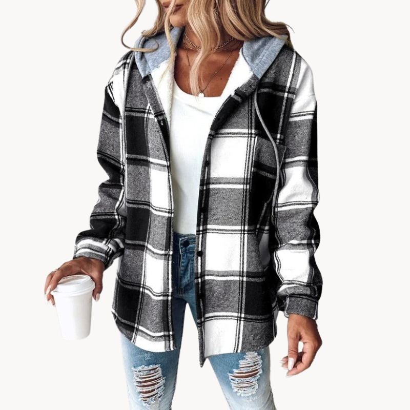 Gilet À Capuche Femme À Carreaux | Style Décontracté Et Confortable