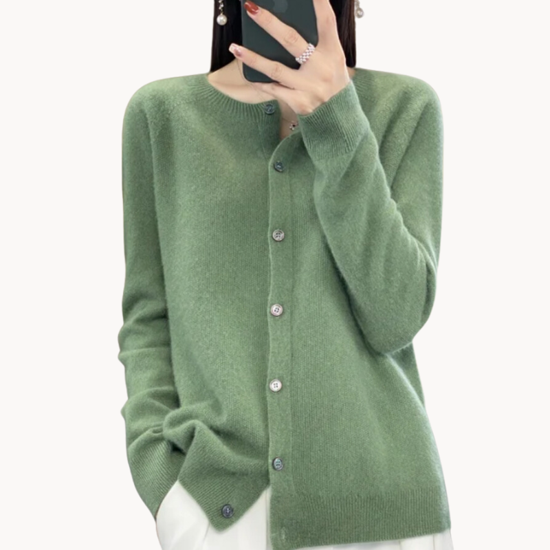 Gilet Femme En Maille Douce | Cardigan Chaud À Col Rond Pour L’Hiver