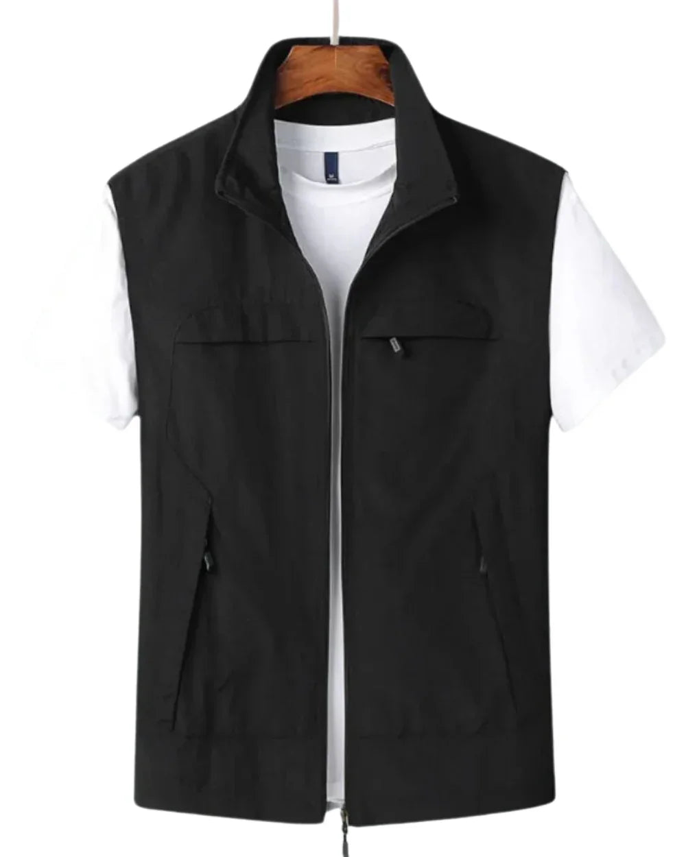 Gilet pour homme avec fermeture zippée et col montant