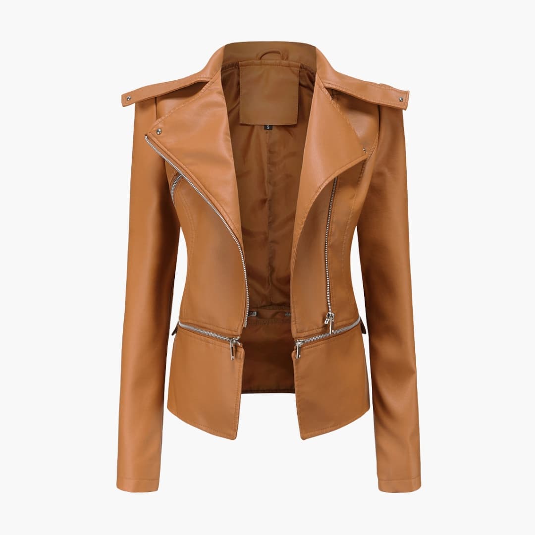 Veste Biker Femme avec Coupe Slim