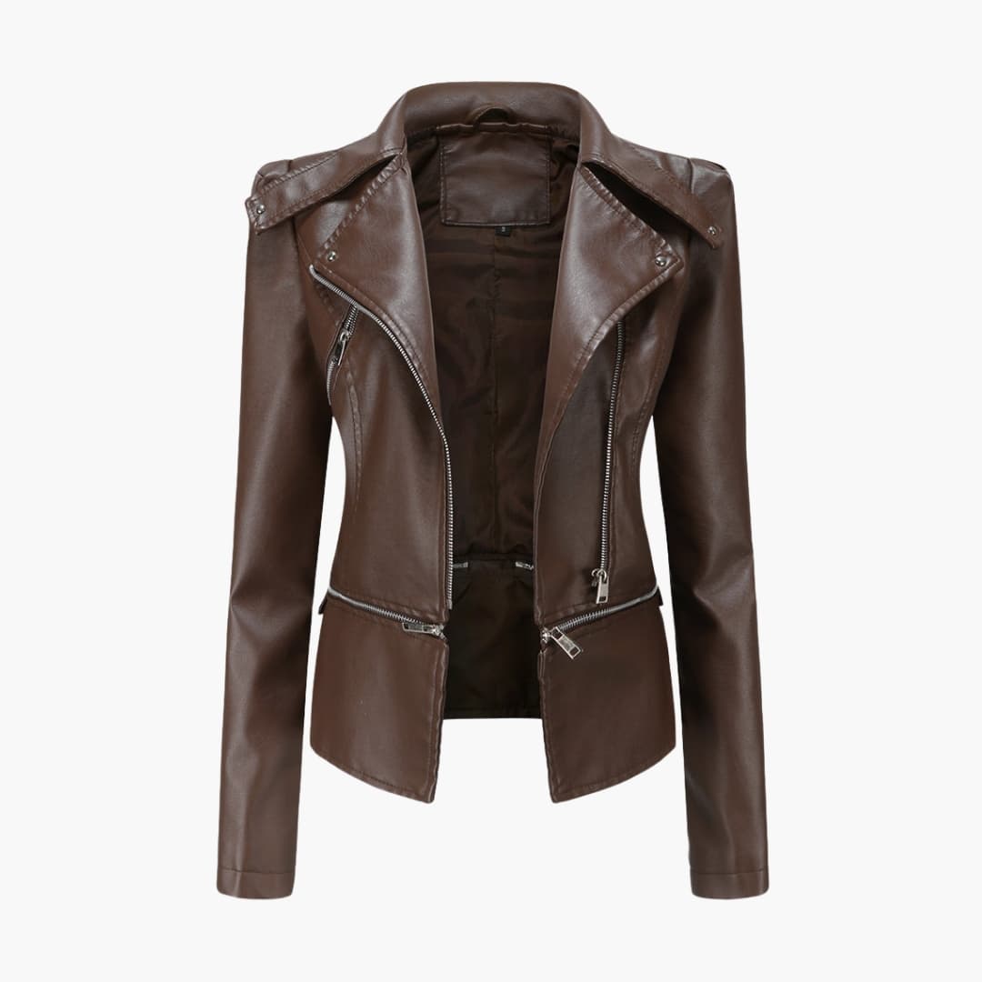 Veste Biker Femme avec Coupe Slim