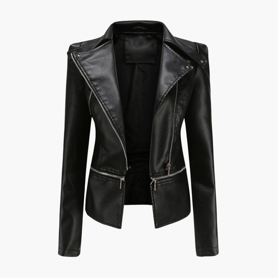 Veste Biker Femme avec Coupe Slim