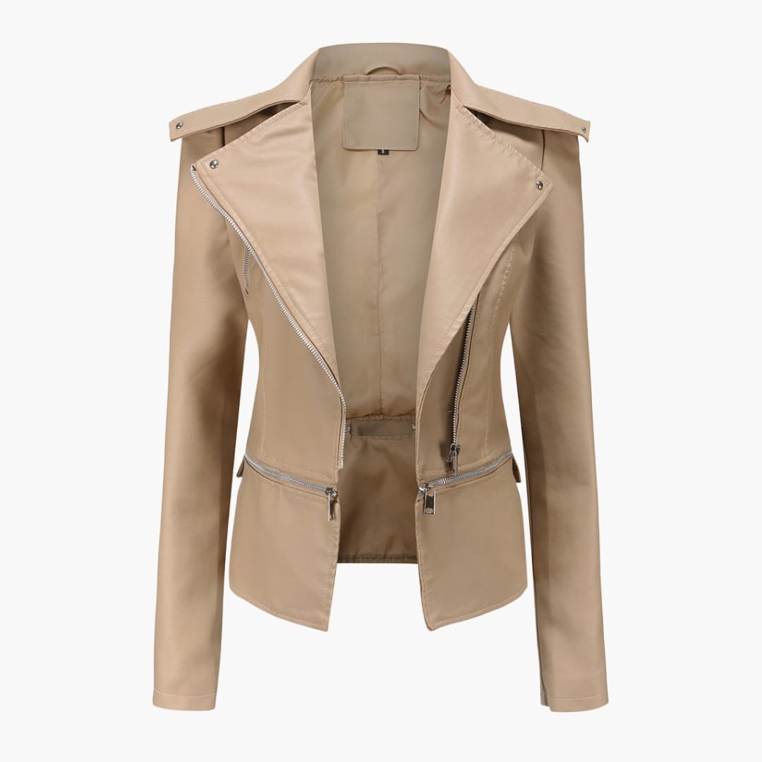 Veste Biker Femme avec Coupe Slim
