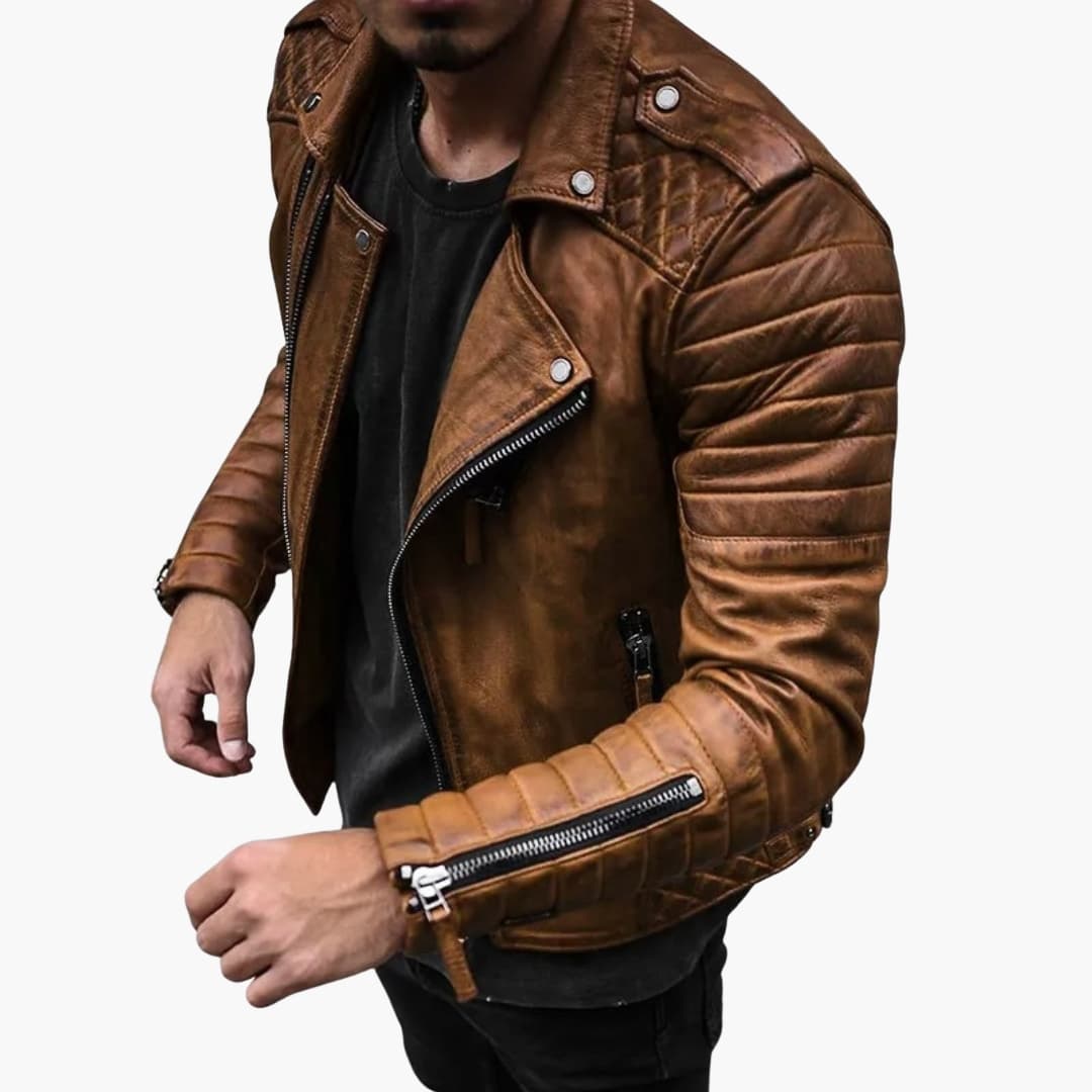 Veste Biker Homme avec Manches Matelassées