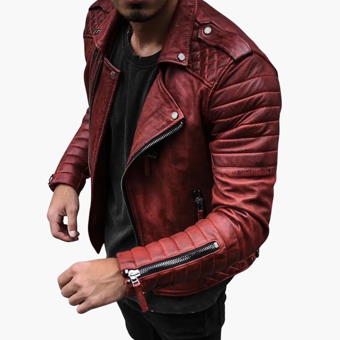 Veste Biker Homme avec Manches Matelassées