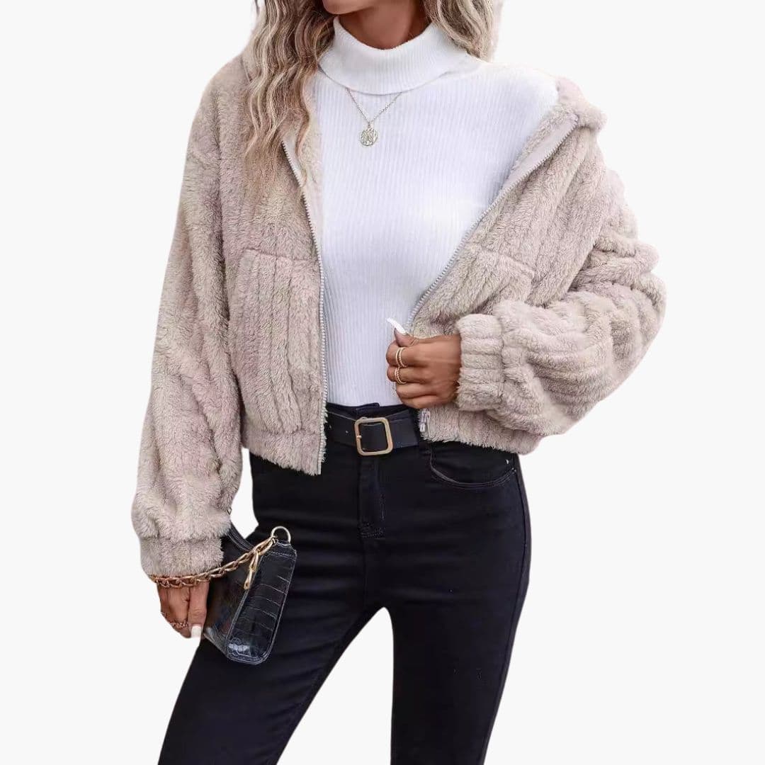 Veste Femme à Capuche avec Fermeture Zippée et Poches