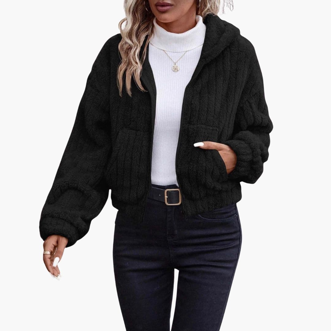 Veste Femme à Capuche avec Fermeture Zippée et Poches