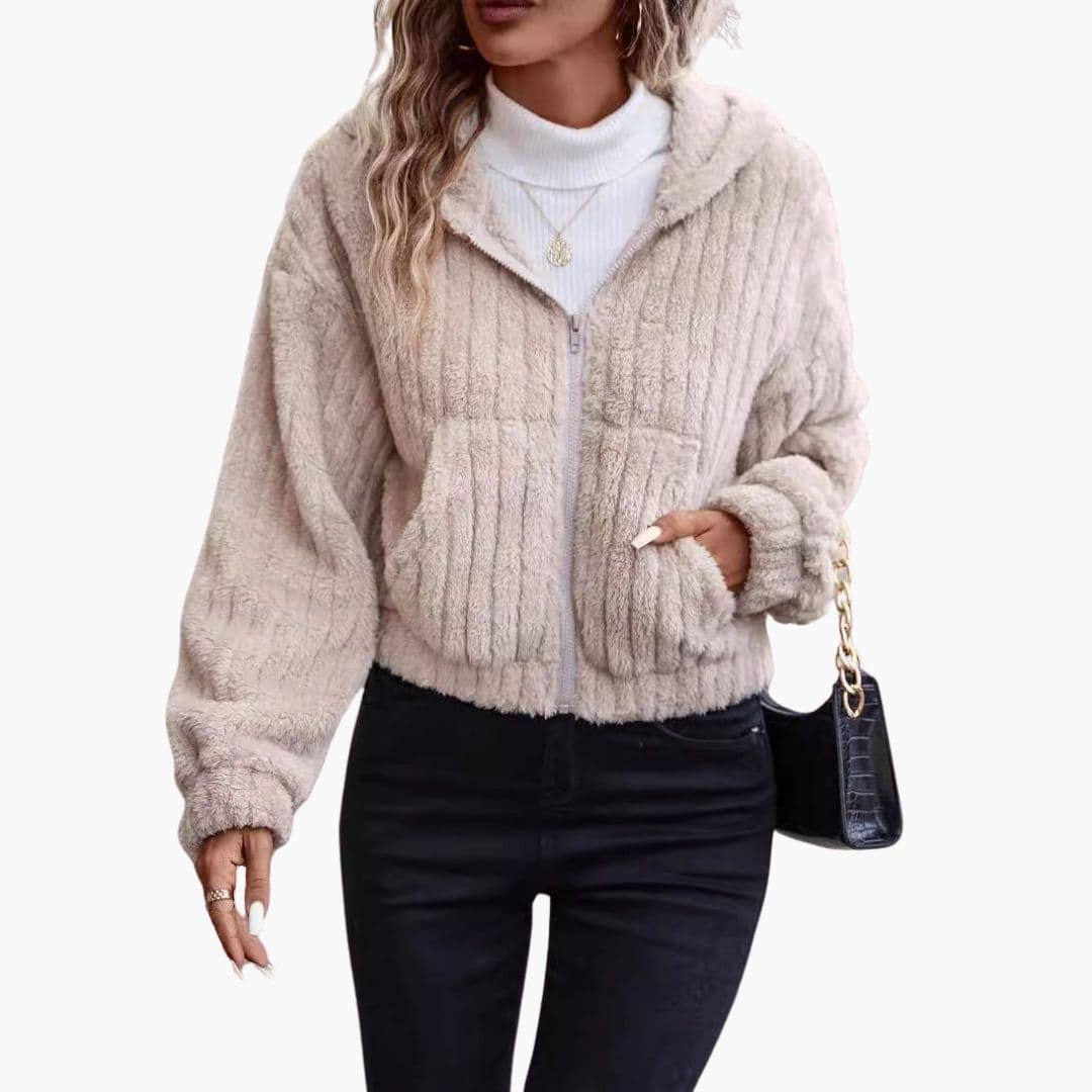 Veste Femme à Capuche avec Fermeture Zippée et Poches