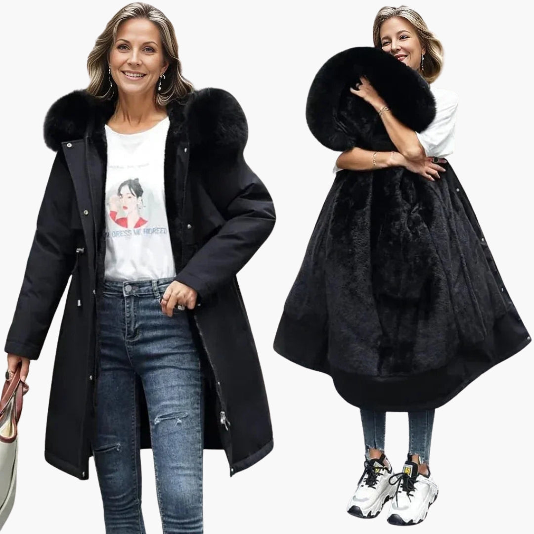 Veste Hiver Femme avec Col Imitation Fourrure