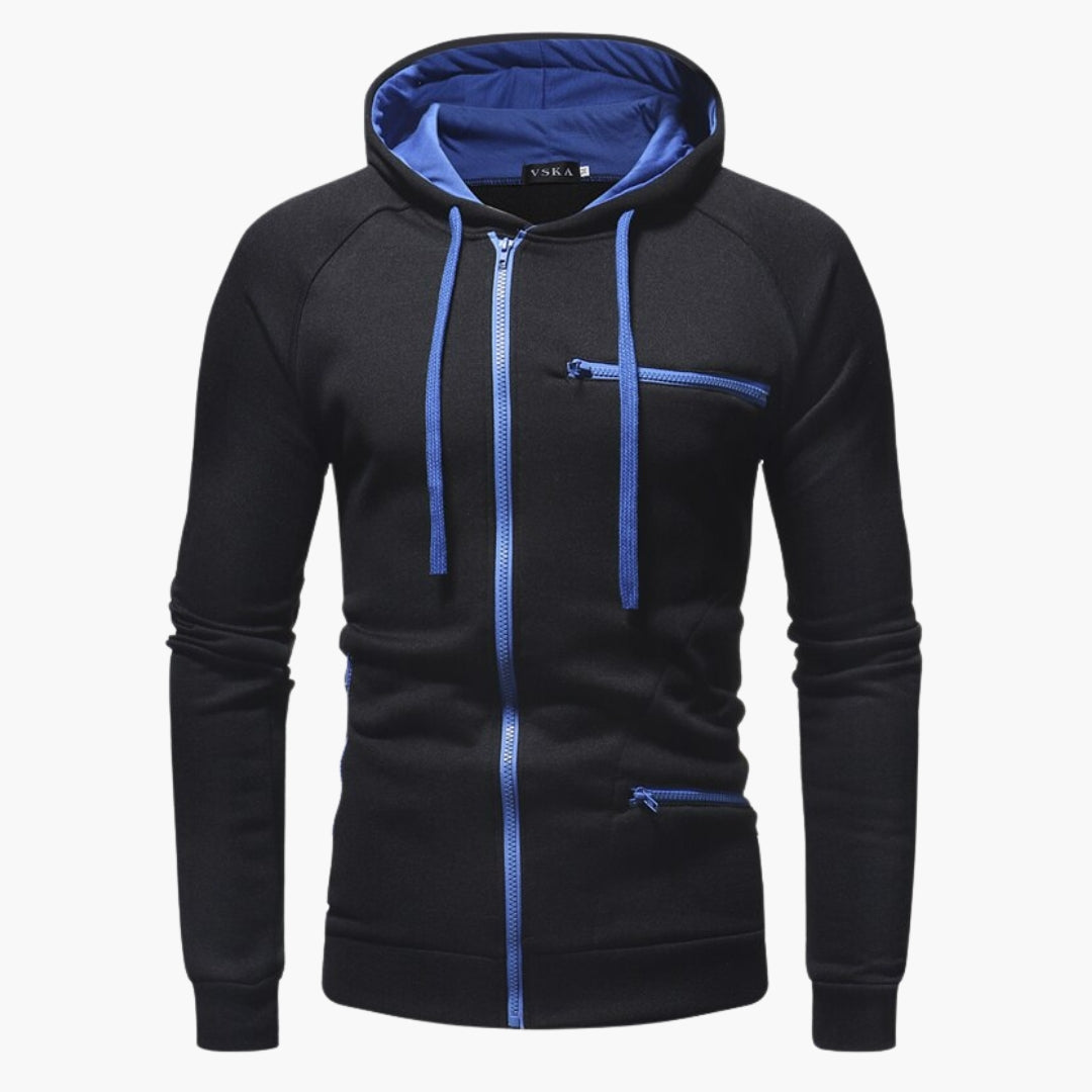 Men's Jacket with Hood and Front Pockets