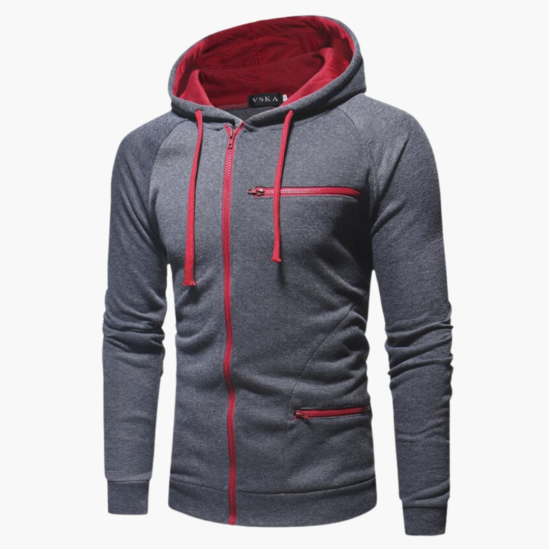 Men's Jacket with Hood and Front Pockets
