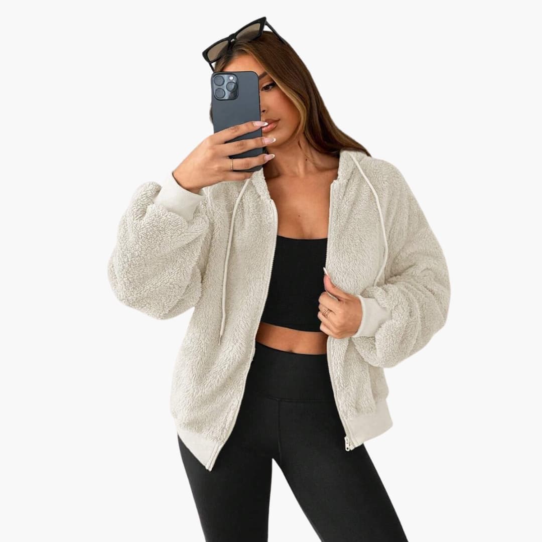 Veste Polaire Femme à Capuche avec Poche Kangourou