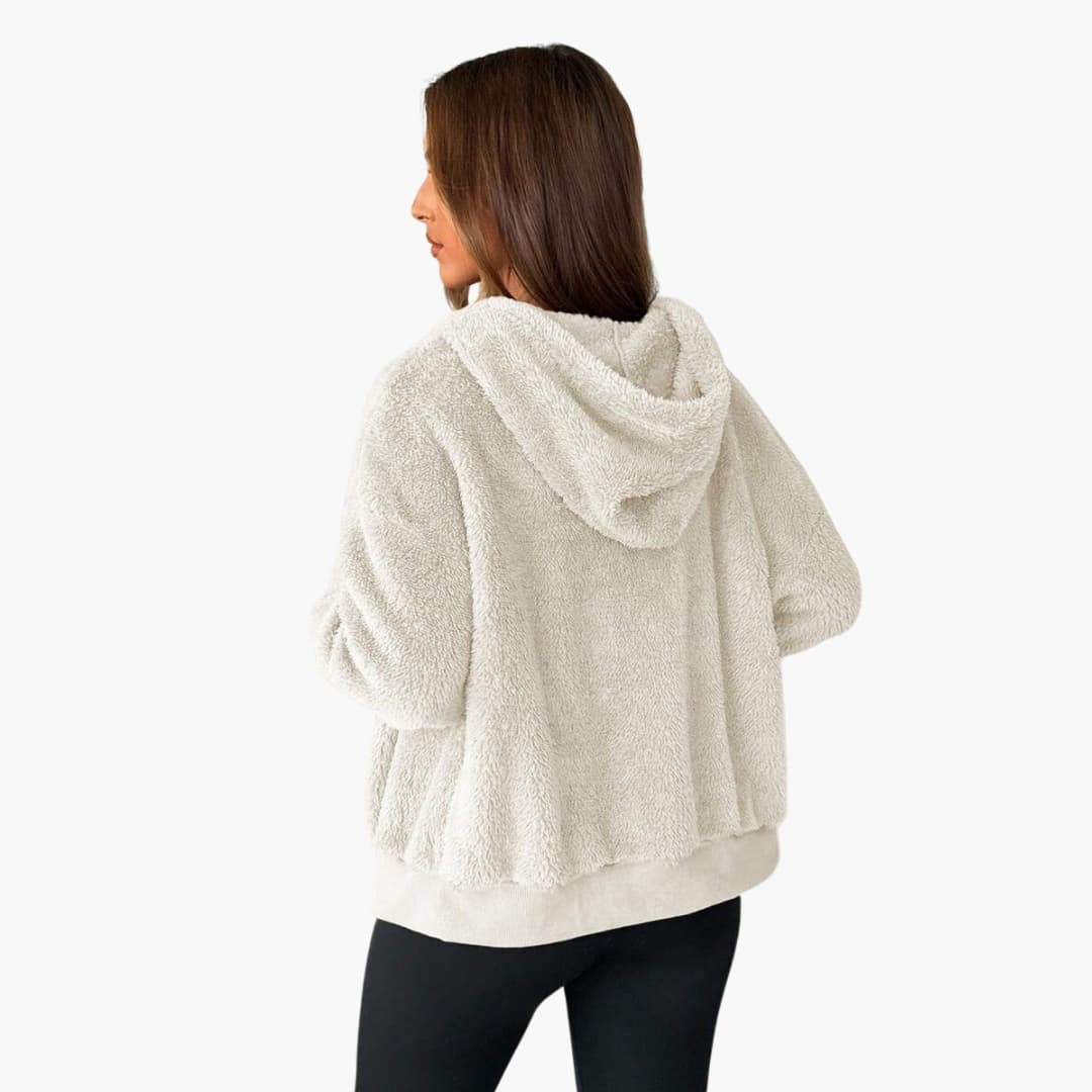 Veste Polaire Femme à Capuche avec Poche Kangourou