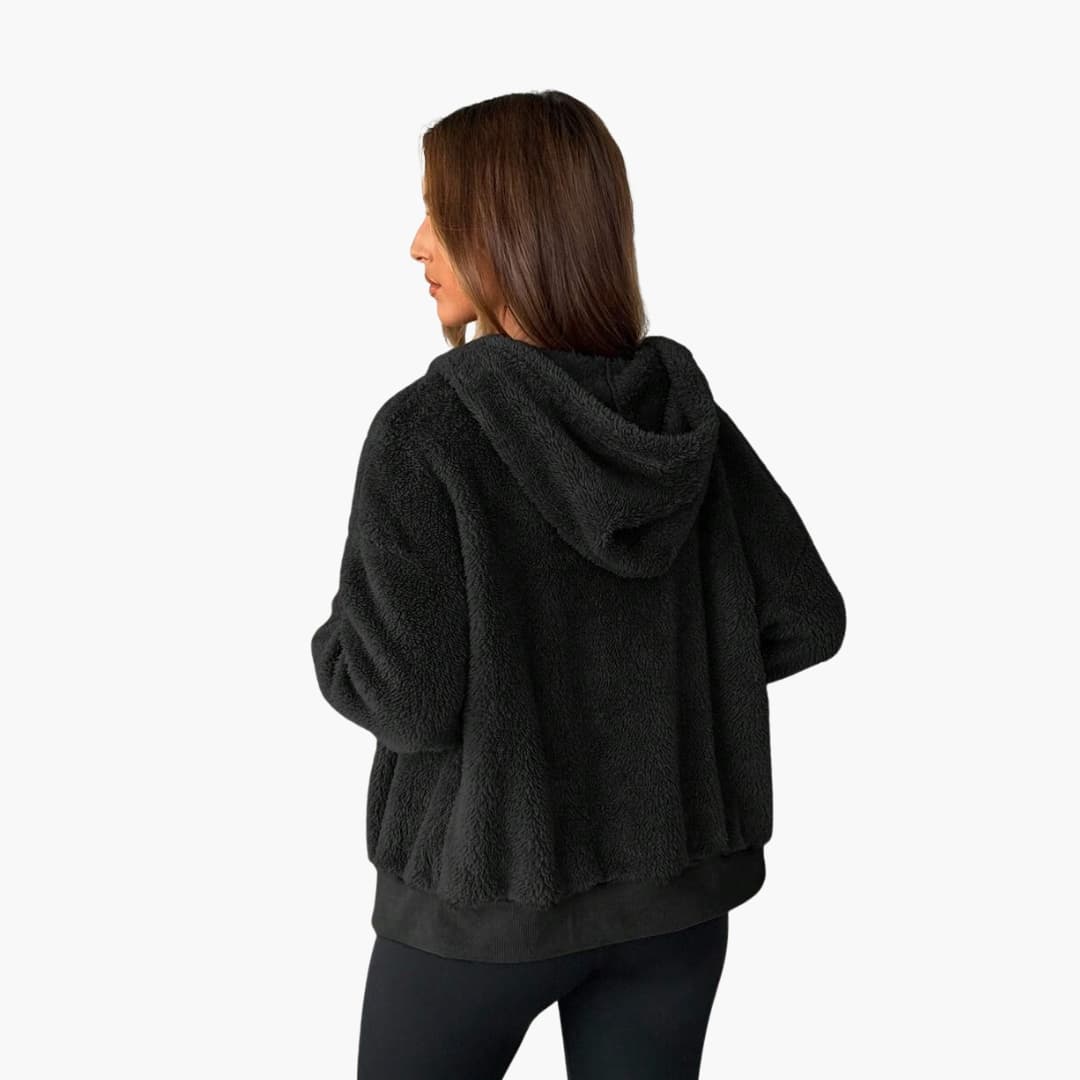 Veste Polaire Femme à Capuche avec Poche Kangourou