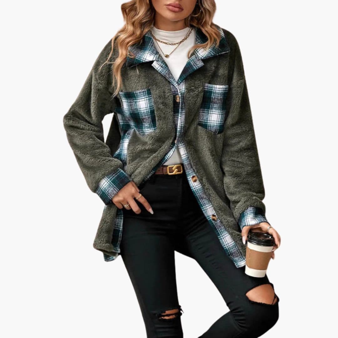 Veste Surchemise Femme avec Fermeture à Boutons