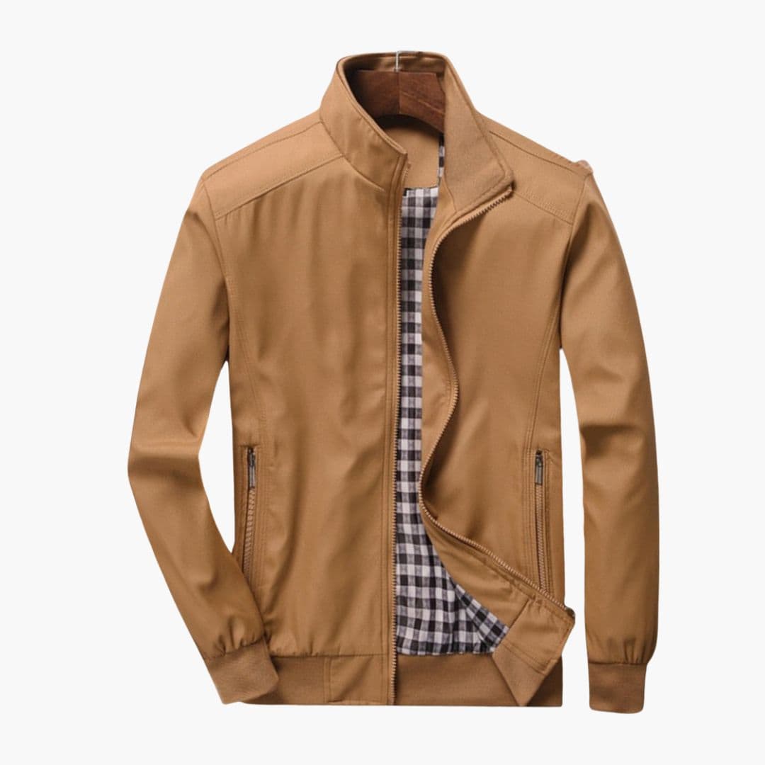 Casaco com fecho éclair para homem com gola alta