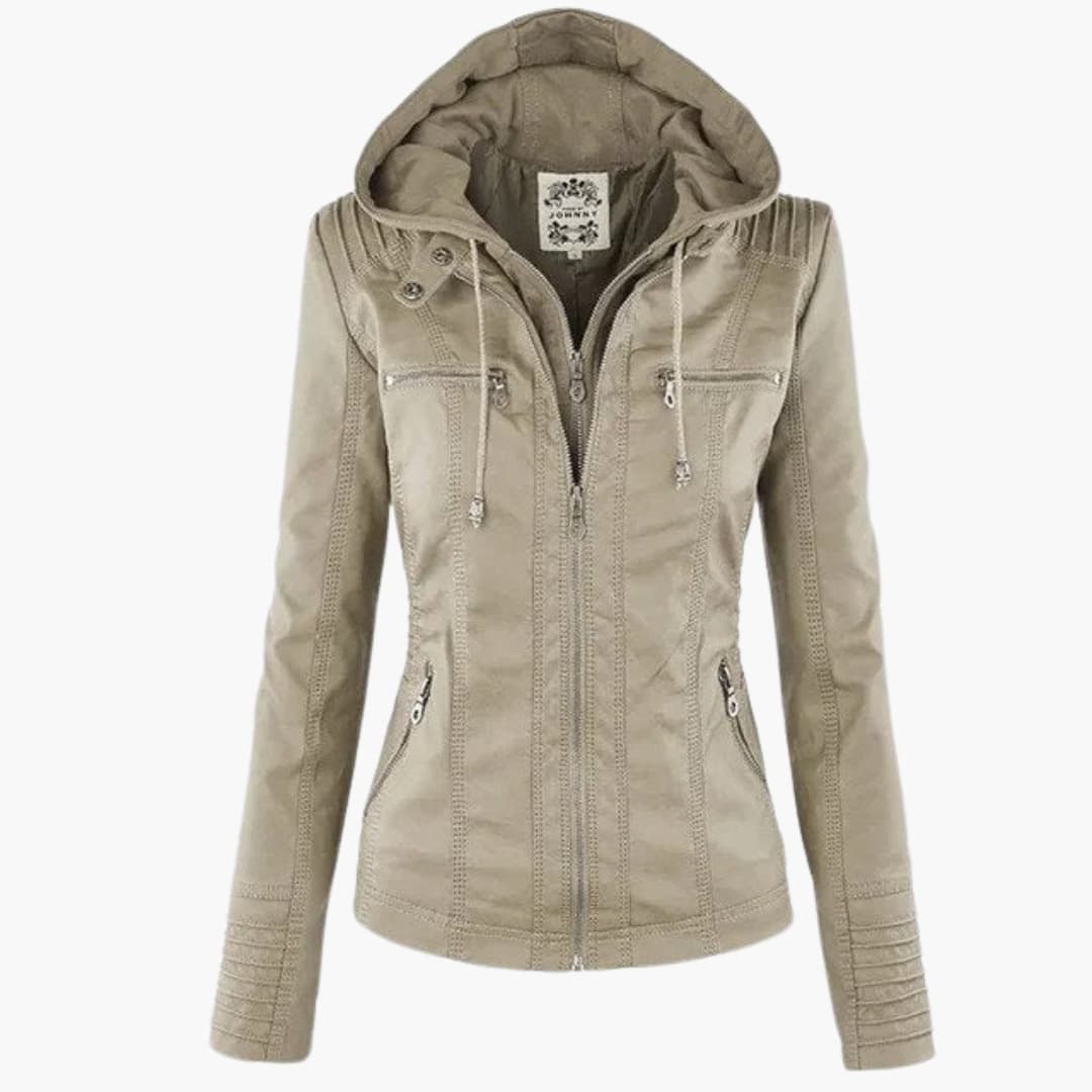 Veste à capuche femme avec fermeture zippée et surpiqûres décoratives