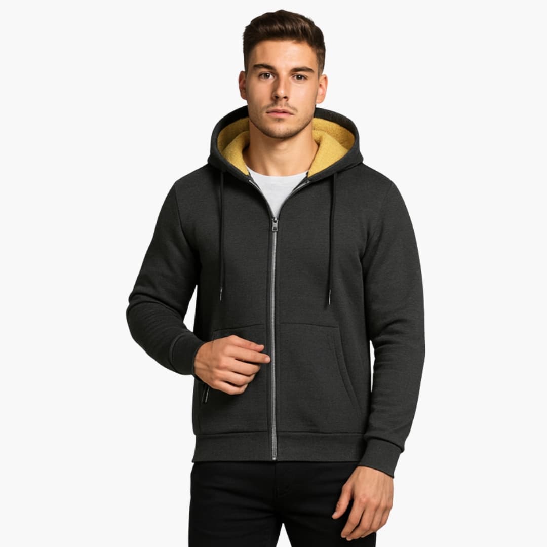 Veste à capuche homme avec fermeture éclair et doublure polaire