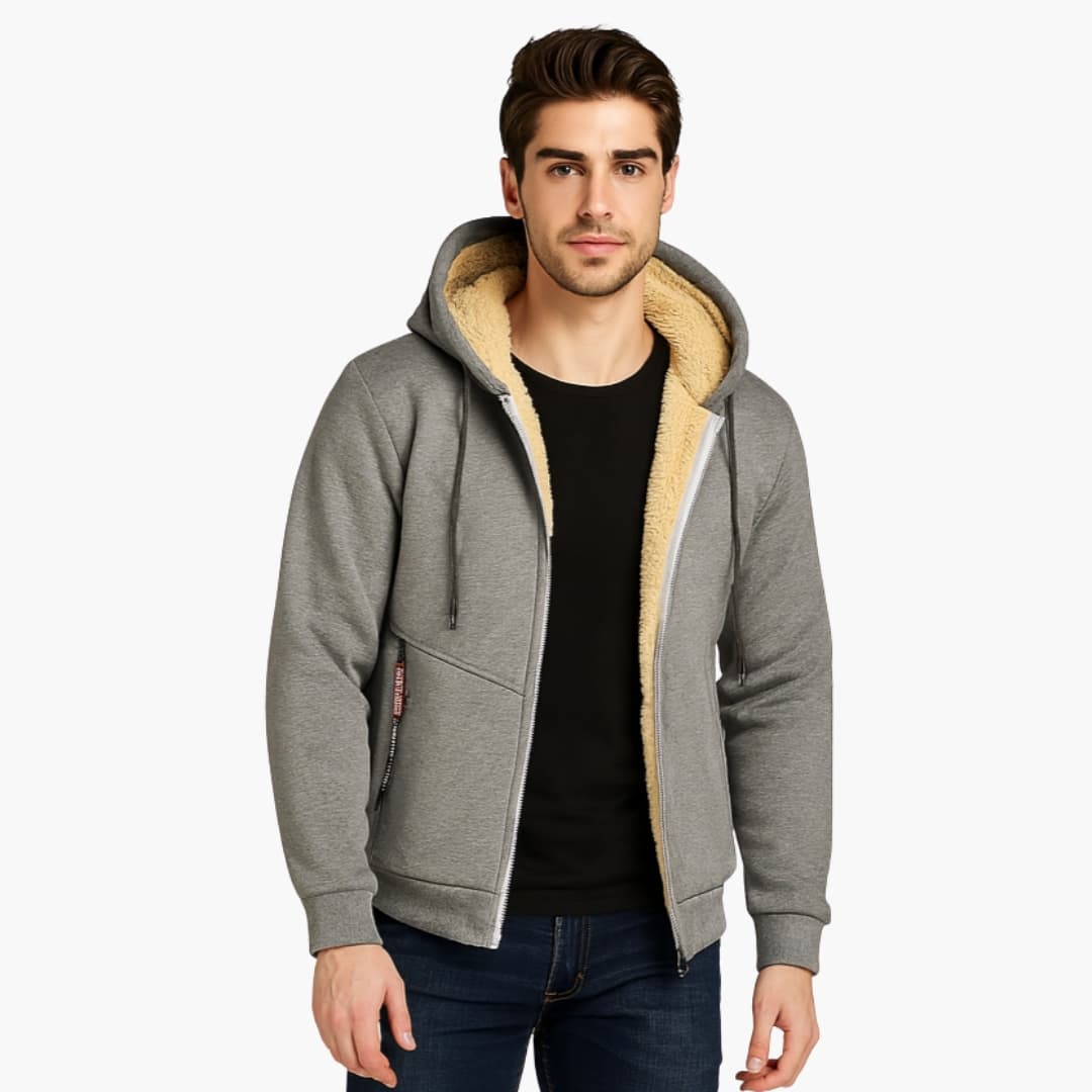 Veste à capuche homme avec fermeture éclair et doublure polaire