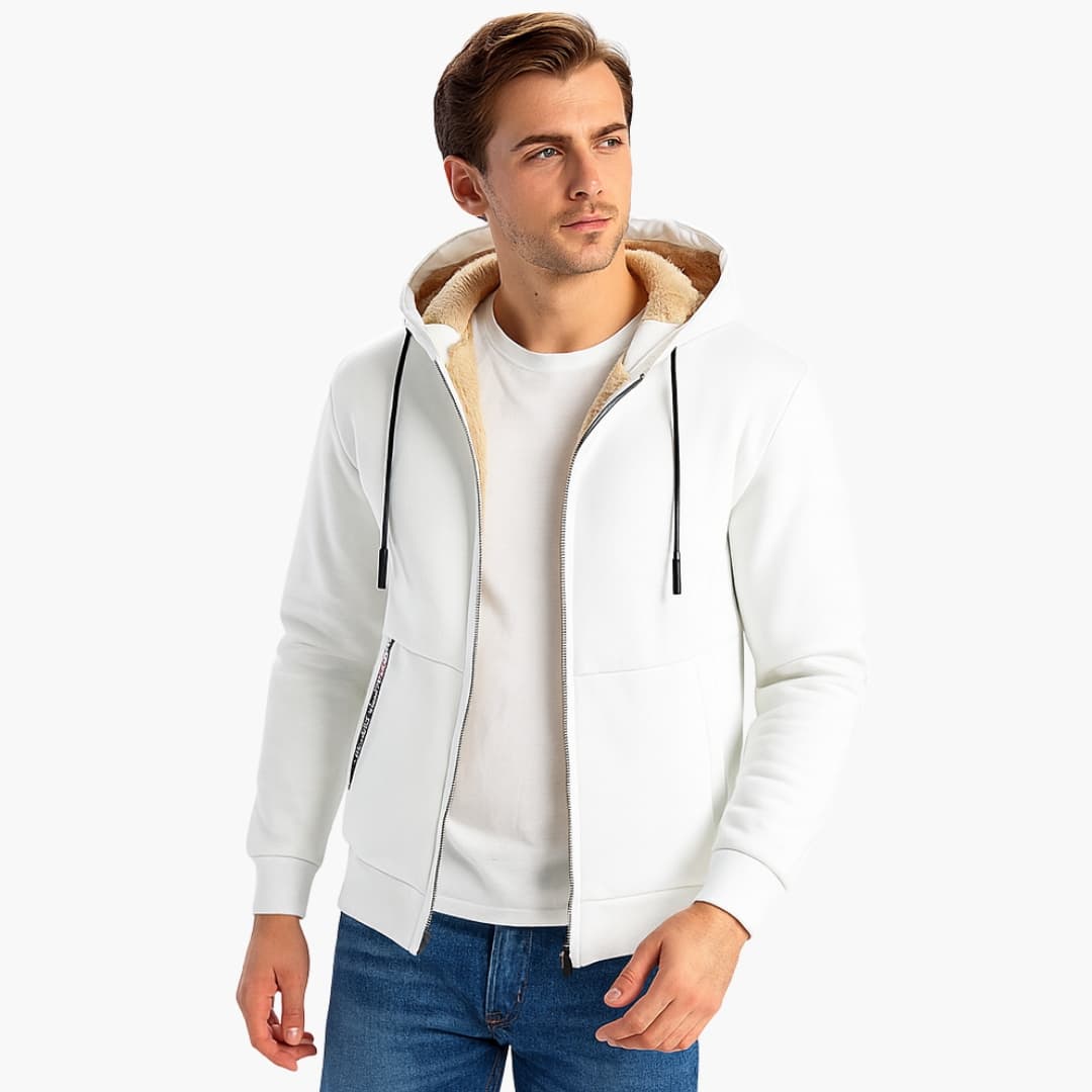 Veste à capuche homme avec fermeture éclair et doublure polaire