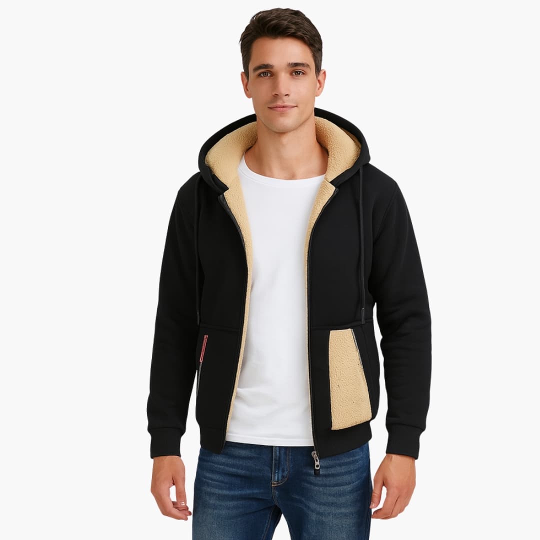 Veste à capuche homme avec fermeture éclair et doublure polaire