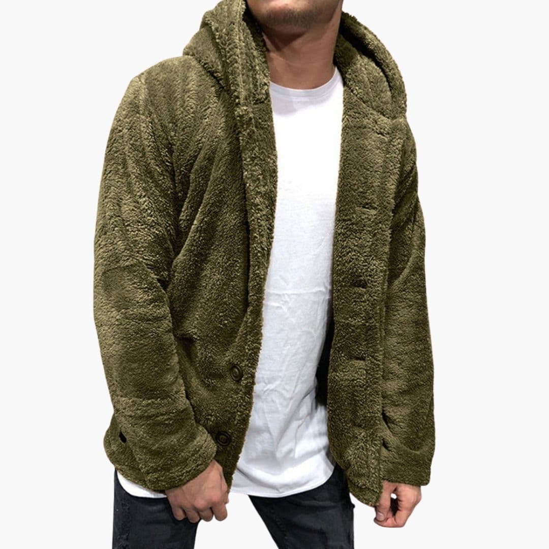 Veste à capuche pour homme avec fermeture boutonnée