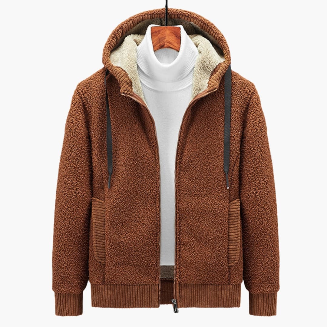 Veste à capuche pour homme avec fermeture zippée et ourlet côtelé